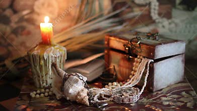 Pirate treasure in the candlelight