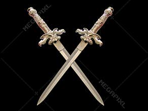 Crossed swords in the dark