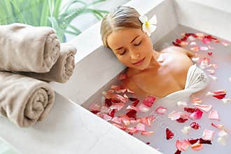 Spa Relax Flower Bath. Woman Health, Beauty Treatment, Body Care