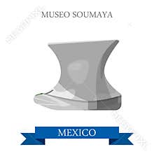 Museo Soumaya in Mexico vector flat attraction landmarks