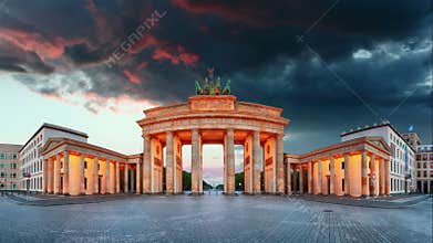 Brandenburg Gate panorama, Berlin - Time lapse, Germany.