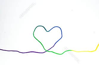 Rainbow heart of yarn
