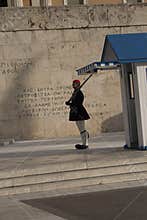 Changing the guard at the Tomb of the Unknown Soldier in Athenes