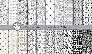 Cartoon animal seamless patterns,pattern swatches included