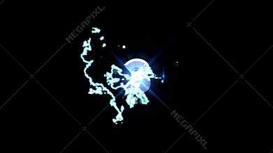 3D silver number countdown timer animation from 5 to 0 with lightning thunderbolt electric strike used for introduction or title p