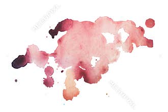 Abstract watercolor aquarelle hand drawn blot colorful red paint splatter stain.