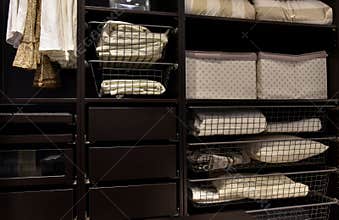Organized closet wardrobe