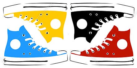 Vintage sneakers in pop art