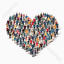 Group people form heart love