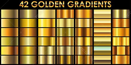 Set of 42 golden color gradients