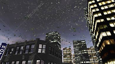 Money fall from the sky 4K