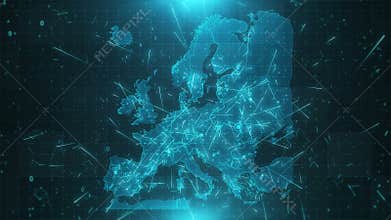 Europe Map Background Cities Connections 4K