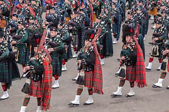 Marching Scottish Highland Pipers