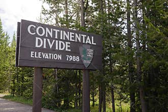 Continental Divide Sign Marker NPS Wyoming Elevation 7988