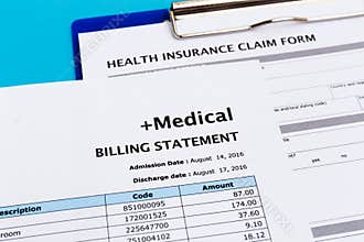 Medical bill and health insurance claim form