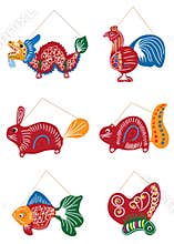 Moon festival traditional drawing lantern set