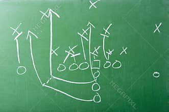Football Play Diagram on Chalkboard