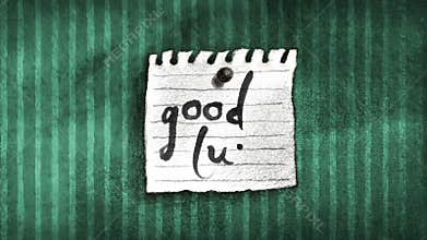 Good Luck Note on a wall