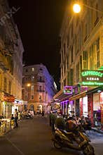 Rue de Belgique by night, Nice, France