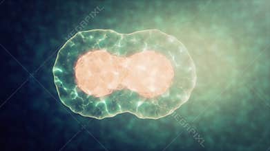Two cells divide by osmosis