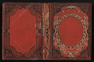 Beautiful cover of a vintage book with floral frame an blank label for your text.