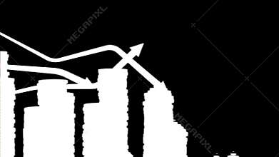 Graphs with coins bars. Looped animation. Alpha mask. HD 1080