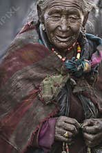 The oldest lady from Korzok village, recognized as holy.