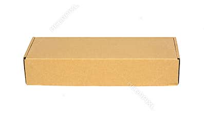 Closed brown packing cardboard box isolated on white with clipping path.