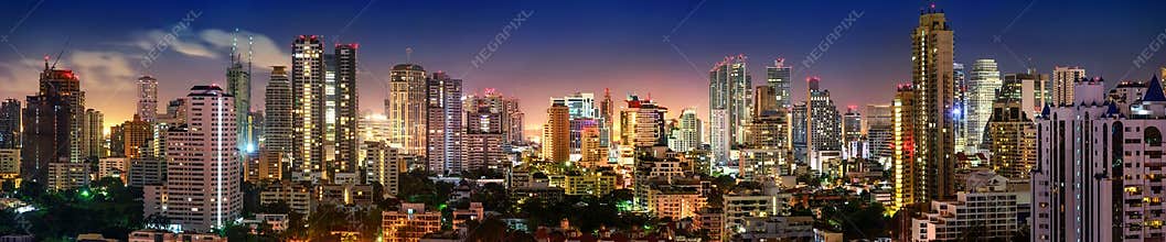 Bangkok Skyline night panorama