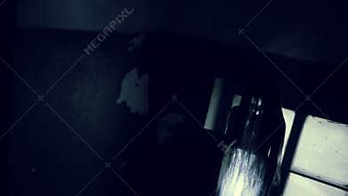 Spirit of the girl in an old scary house. limb of Satan