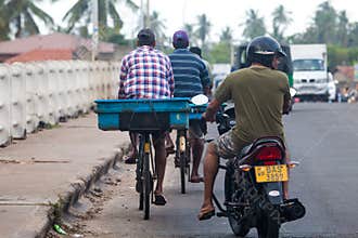 Scooters fish vendors carriers, Negombo. Sri Lanka.
