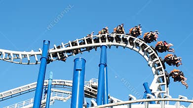 People fun speed upside roller coaster