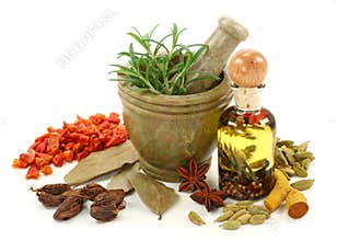 Mortar with spices