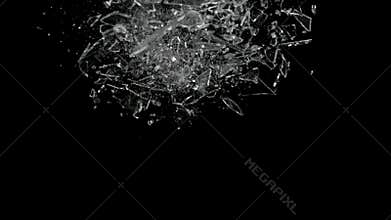 Falling Shreds Glass with Slow Motion