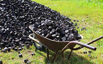 Old wheelbarrow used bringing coal