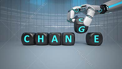 Robot Hand Cubes Change Chance 4k Animation