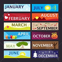 Months of the year banner set