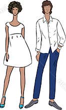Vector illustration of couple young elegant people