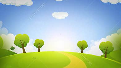 Spring Or Summer Cartoon Landscape Animation Loop