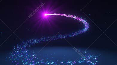 Colorful Red And Blue Swirl Glow Light Magic Trails Particle Glitter Dust Falling