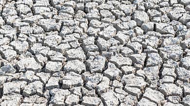Drought and desertification of dry waterless land, cracked mud, arid ground soil for environmental catastrophe awareness