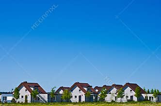 Guest houses with blue sky copyspace