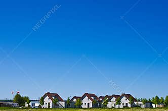 Guest houses with blue sky copyspace