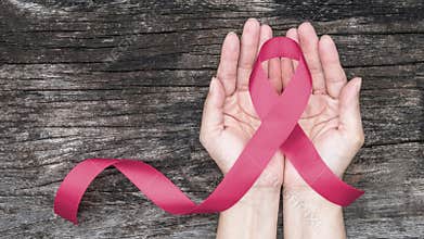 Breast cancer awareness pink ribbon for Wear pink day charity in october month for woman health and patient survivor fighting