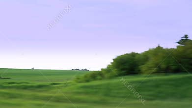 Drive by along farm fields with Grain silos.