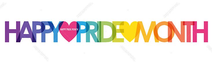 HAPPY PRIDE MONTH rainbow typography banner