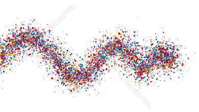 Colourful confetti stream on white