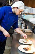 Chef at decoration food