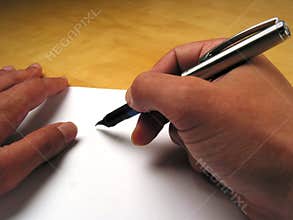 Hands beginning to write