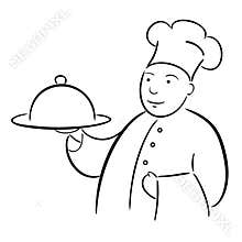 Chef cook with tray